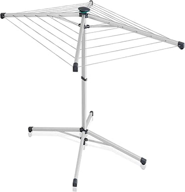 Leifheit Standwäschespinne LinoPop-Up 140, Wäscheständer mit vier Leinenarmen, platzsparender Standtrockner, selbststehende Wäschespinne, 14m Wäscheleine, Öffnung auf Knopfdruck, inkl. Schutzhülle im Sale